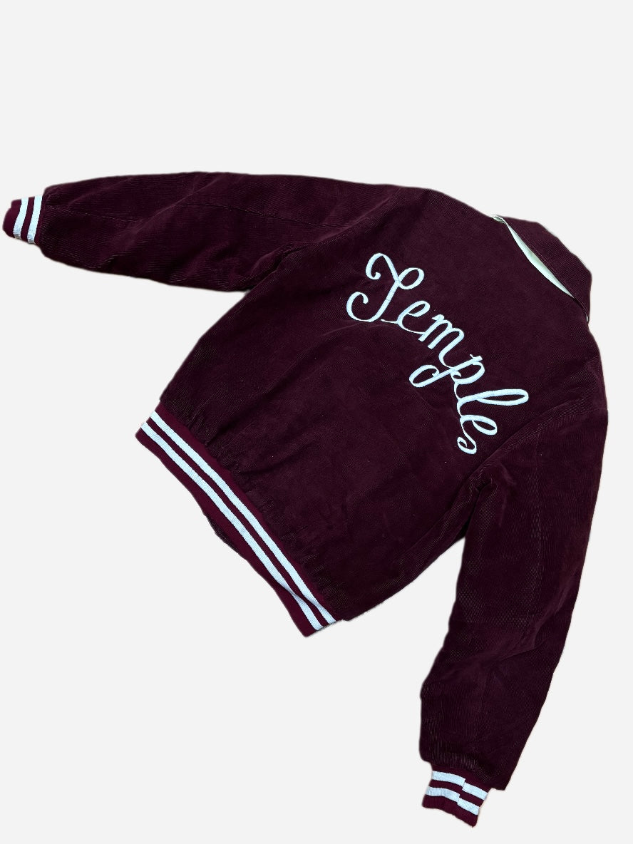 Wine Textured College Jacket